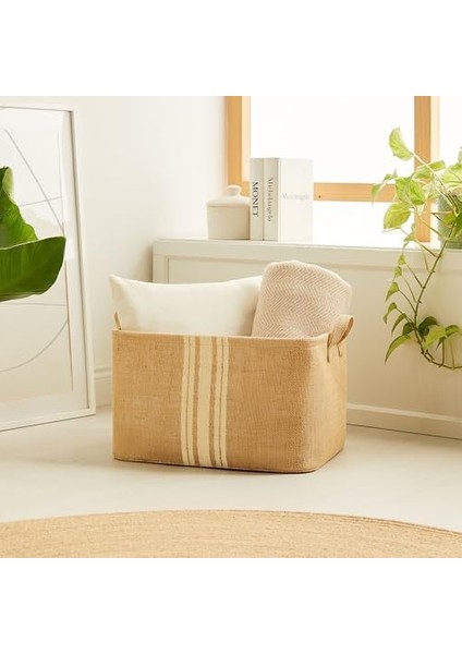 Textile 3'lü Çizgili Jüt Sepet Set fiyatları