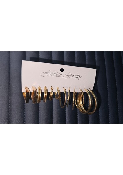 “altın Dokunuş” 12’li (6 Çift) Küpe Seti – Günlük ve Özel Anlar Için Zarif Kombinler indirimleri