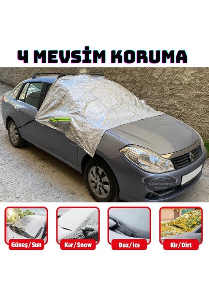 Her Araca Uygun Ön ve Yan Cam Brandası Aynalara Geçme Çadır Araç Camı Buzlanma Önleyici ve Koruyucu Branda Cam Üstü Kar Örtüsü Buz Brandası Güneş Önleyici Su Geçirmez