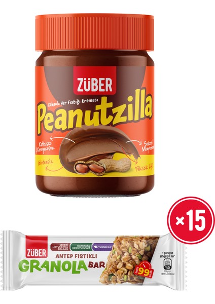 Peanutzilla x1+ Antep Fıstıklı Granola Bar x15