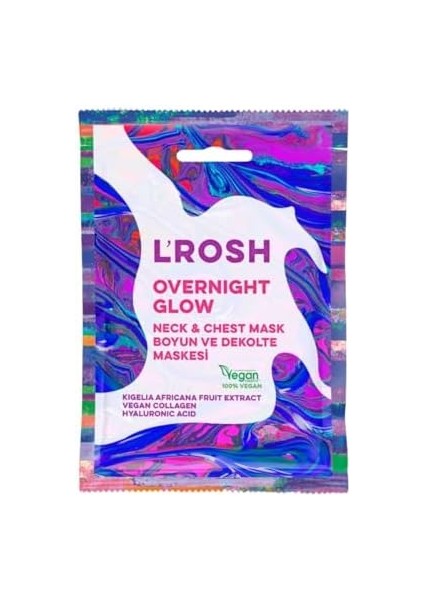 L&apos;rosh Ower Night Glow Neck & Chest Mask, Vegan, Yaşlanma Karşıtı, Nemlendirici, Aydınlatıcı Boyun ve Dekolte Maskesi