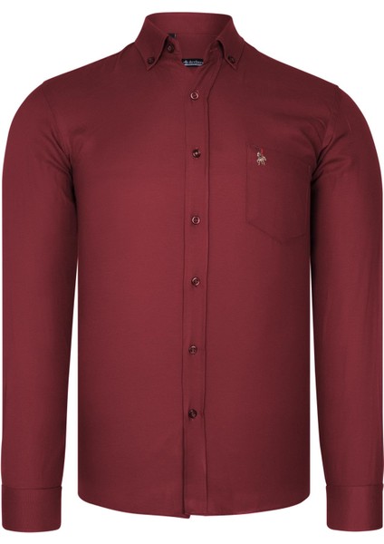 G985 Dewberry Erkek Gömlek-Bordo