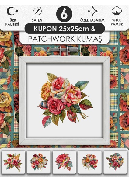 Patchwork Kumaş Seti – Dikiş ve Hobi Için %100 Pamuk Desenli Kumaş Kuponları