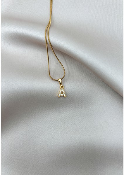 Fıora Çelik Zirkon Taşlı Harf Kolye Sade Şık Gold Ayarlanabilir Zincir Tüm Alfabe modelleri