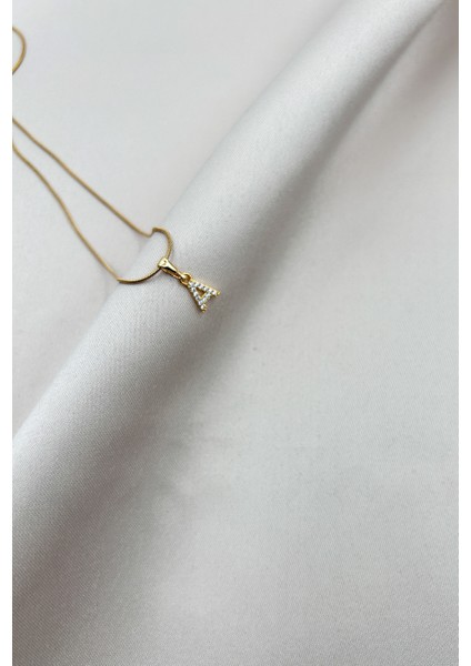 Fıora Çelik Zirkon Taşlı Harf Kolye Sade Şık Gold Ayarlanabilir Zincir Tüm Alfabe