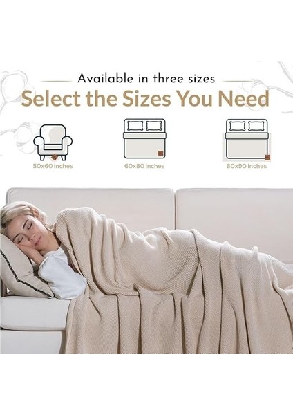 Organik Pamuk Örgü Battaniye – Gots Sertifikalı, Hafif, Nefes Alabilir ve Rahat Yapısıyla Kanepe, Yatak ve Ev Dekorunda Boho Vintage Tarzı (Natürel, 203X228) modelleri