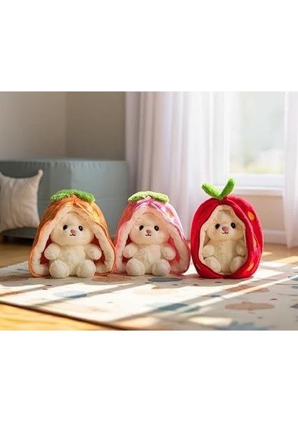 Çilek Tavşan Peluş Oyuncak | Meyve Formundan Çıkan Sürpriz Arkadaş | Yumuşacık Uyku Dostu & Özel Hediye (Kırmızı) fırsatları