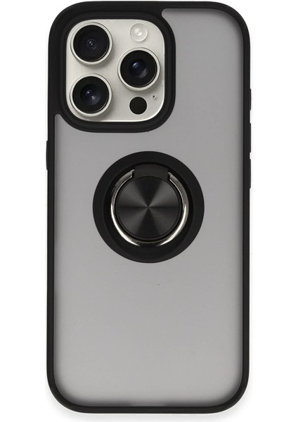 iPhone 16 Pro Kılıf Montreal Yüzüklü Silikon Kapak - SIYAH-(5796) - N896J796-M81896