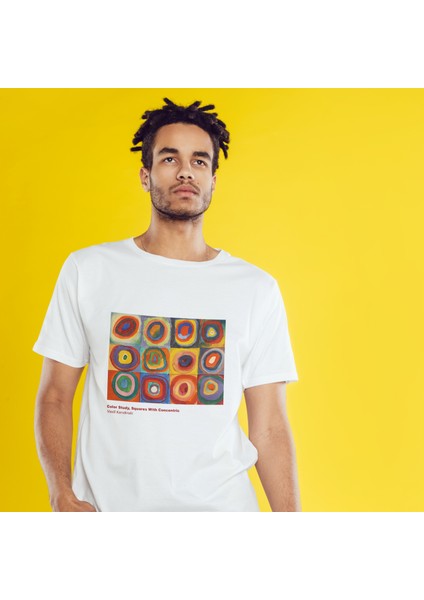 Color Study, Squares With Concentric Circles Tişört - Beyaz modelleri