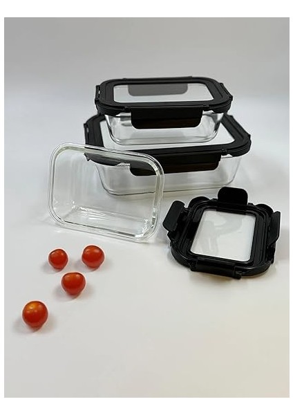 Home 3'lü Contalı Cam Saklama Kabı Seti – 370 Ml, 600 ml ve 1500 ml – Sızdırmaz Kilitli Kapak – Mikrodalga Fırın ve Bulaşık Makinesi Uyumlu – Gıda Saklama Kabı – Sağlıklı Bpa Içermez (Siyah) fiyatları