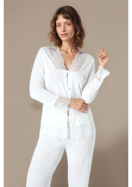 Kadın Ekru Penye Gelin 6'lı Çeyiz Seti Sabahlık & Gecelik & Pijama Şortlu Takım W9U6O2K0KKA fırsatları