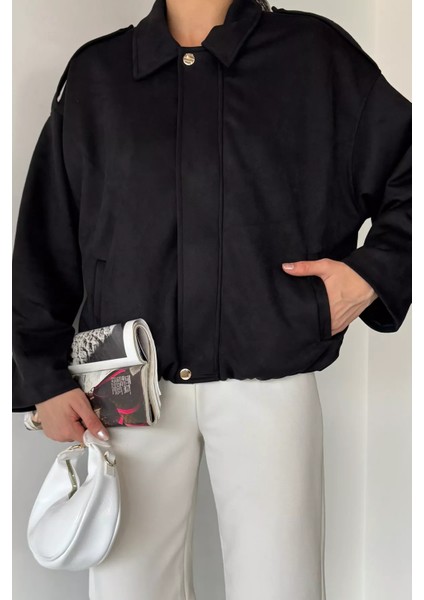 Kadın Bel Lastikli Fermuarlı ve Çıtçıtlı Iç Astarlı Ceket P-00018889