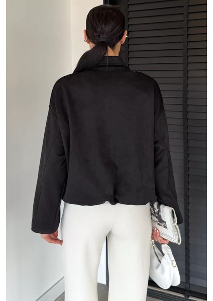 Kadın Bel Lastikli Fermuarlı ve Çıtçıtlı Iç Astarlı Ceket P-00018889 fırsatları