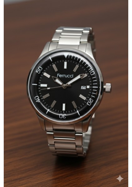 Ferrucci Erkek Kol Saati Gümüş(Silver) Renk, Siyah Kadran - Şık Metal Kordon, 2 Yıl Garantili fiyatları