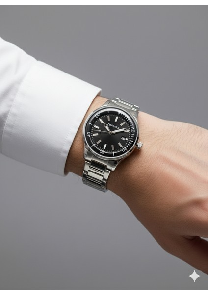 Ferrucci Erkek Kol Saati Gümüş(Silver) Renk, Siyah Kadran - Şık Metal Kordon, 2 Yıl Garantili modelleri