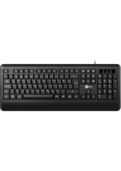 KB104 USB Kablolu Türkçe Q Klavye - Qwerty Türkçe Tuş Dizilimi, Sayısal Tuş Takımına Sahip, Sıvı Dökülmelerine Dayanıklı, Bilek Dinlendirme, Win, Mac, Linux ile Uyumlu Klavye Beyaz