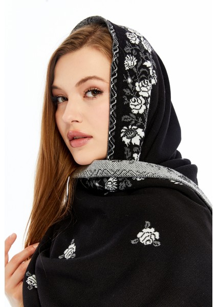 Güllü Model-Kadın,genç,anne,triko Omuz Şalı- Siyah- Kemik fiyatları
