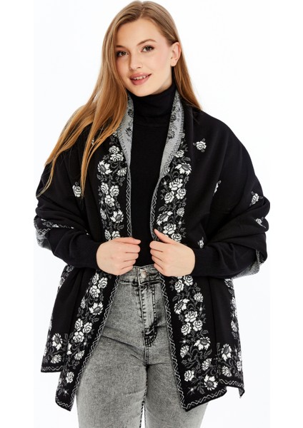 Güllü Model-Kadın,genç,anne,triko Omuz Şalı- Siyah- Kemik modelleri