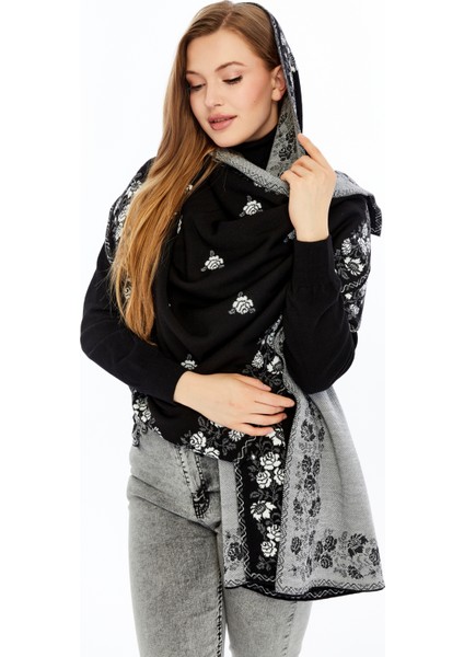 Güllü Model-Kadın,genç,anne,triko Omuz Şalı- Siyah- Kemik fırsatları