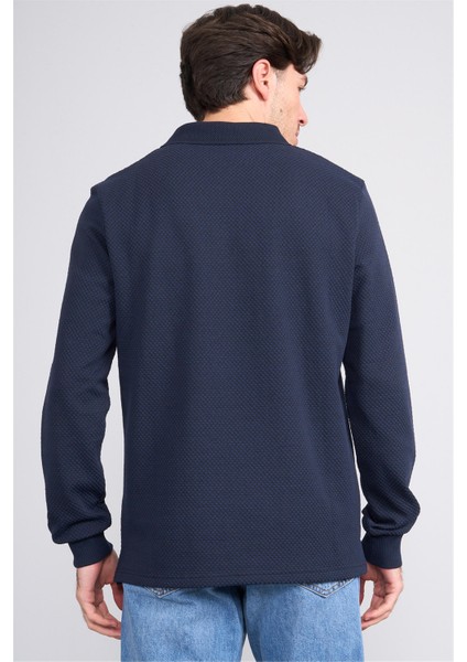 Çetinkaya Mentality 4415 Erkek Fermuarlı Dik Yaka Petek Örgü Sweatshirt Lacivert fırsatları