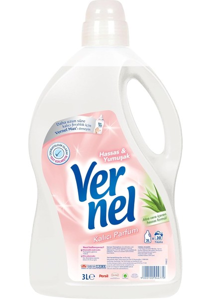 Vernel Hassas & Yumuşak Kalıcı Parfüm 30 Yıkama Çamaşır Yumuşatıcısı (1 x 3000 Ml)