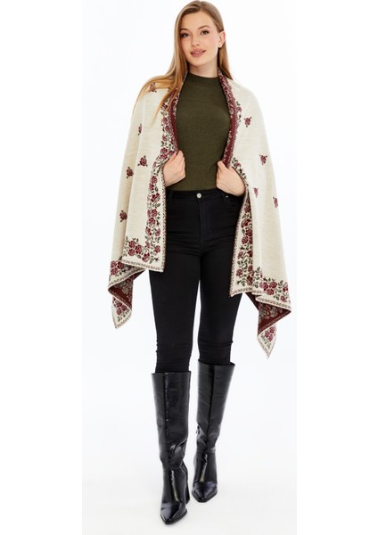 Güllü Model- Kadın,genç,anne,triko Omuz Şalı- Taş Bordo