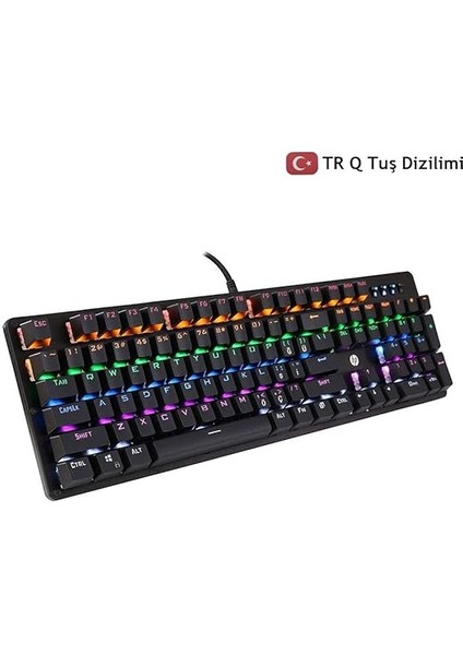 GK100F Mekanik Gaming Klavye Rgb Işıklı Kablolu Şık Zafir Modern Tasarım Türkçe Q modelleri