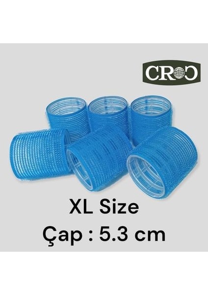 1214 Mega Boy Bigudi 6lı Cırtlı - Yapışkanlı Bigudi Mavi modelleri