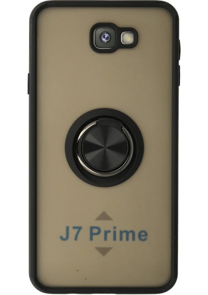 Samsung Galaxy J7 Prime Kılıf Montreal Yüzüklü Silikon Kapak - SIYAH-(5796) - N316J465-M47316
