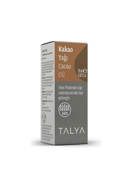 Talya Kakao Yağı, Soğuk SIKIM,%100 Saf ve Doğal, Doğal Bronzluk, 20 ml modelleri