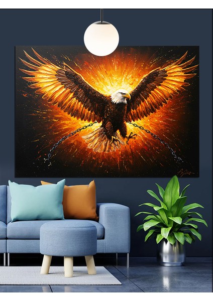 Avlanan Kartalın Hızı Dekoratif Kanvas - Mdf Ahşap Tablo