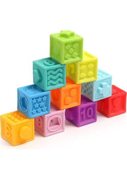 Sensory Duyusal Küpler | Sayılar, Şekiller Renkleri Öğretir | Banyo ve Günlük Oyunlar | Yumuşak ve Kolay Temizlenirr | Üst Üste Dizilebilir | Birbirine Geçen Tasarım | Montessori Tipi Bebek Oyuncağı