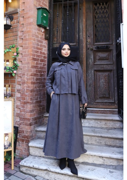 Cepli Detaylı Süet Etekli Takım fiyatları