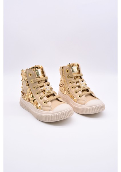 Magic Kız Çocuk Pullu ve Bağcıklı Altın Renk Sneaker indirimleri