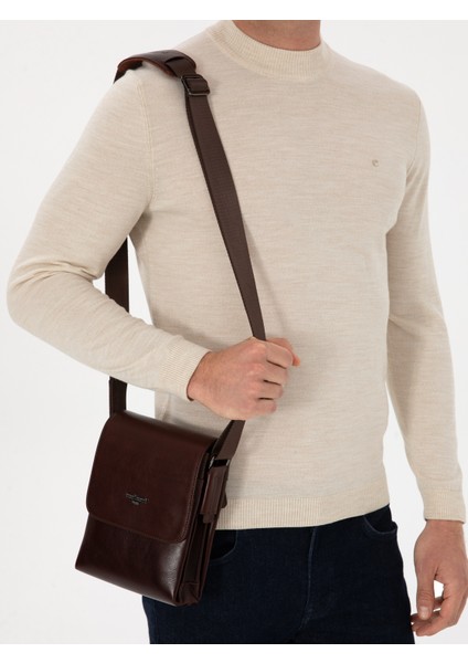 Erkek Erkek Koyu Kahverengi %100 Deri Omuz Çantası 50314080-VR084