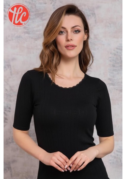 Kadın Hafif Rahat Ince ve Çok Yumuşak Kısa Kollu Jakarlı Dantelli Sıcak Tutan Termal Üst Içlik fiyatları