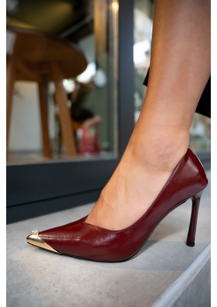 Niko Bordo Gold Aksesuarlı Topuklu Ayakkabı indirimleri