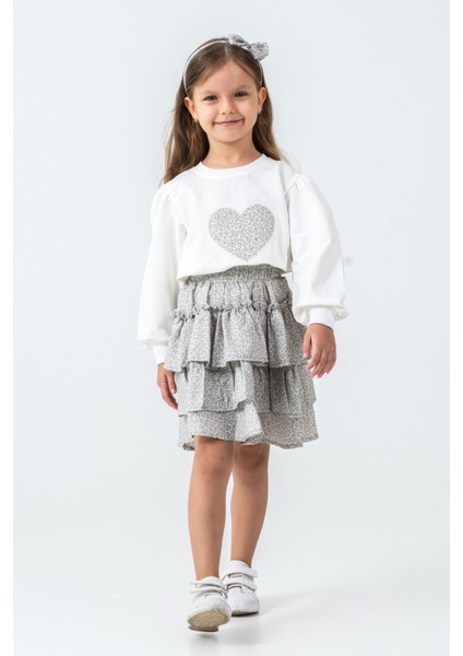 Taşlı Kalp Nakışlı Kız Çocuk 3\'lü Takım - 26K 6341 fiyatları