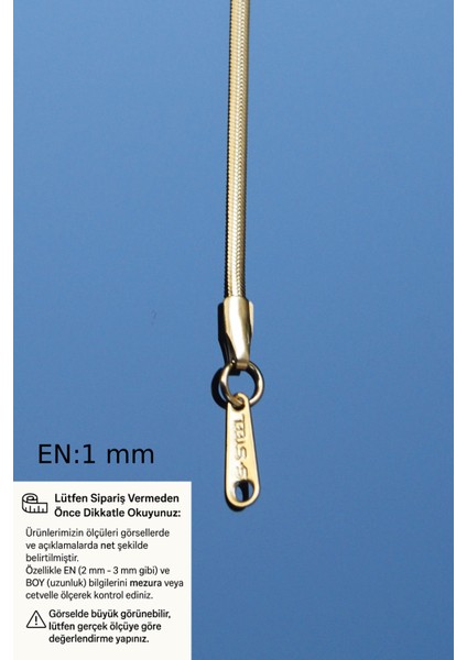 Çelik Italyan Yassı Yılan Kolye 1 Mm Altın Renk | Kararmaz , Unisex , 2 Yıl Garantili modelleri