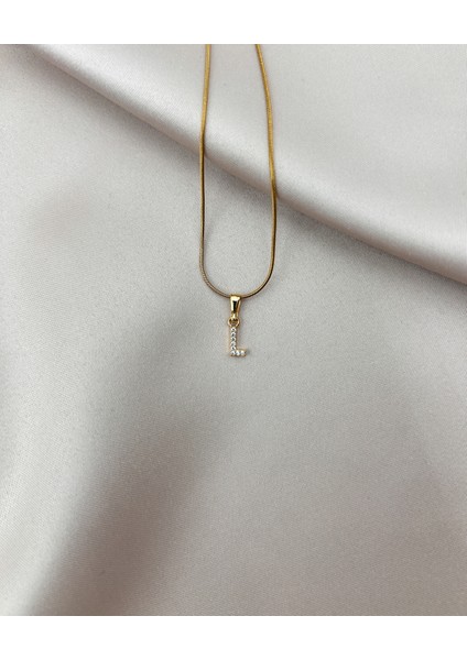 Fıora Çelik Zirkon Taşlı Harf Kolye Sade Şık Gold Ayarlanabilir Zincir Tüm Alfabe modelleri