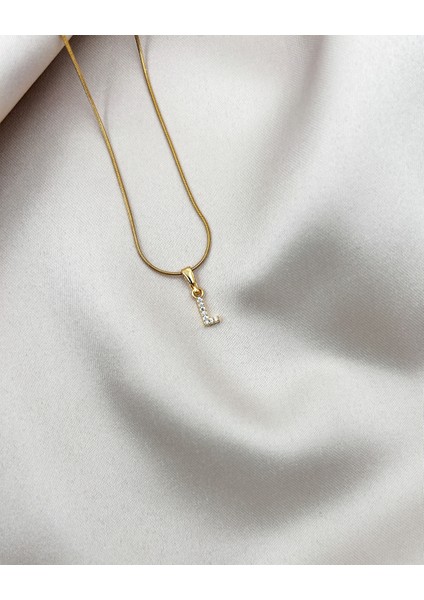 Fıora Çelik Zirkon Taşlı Harf Kolye Sade Şık Gold Ayarlanabilir Zincir Tüm Alfabe fırsatları