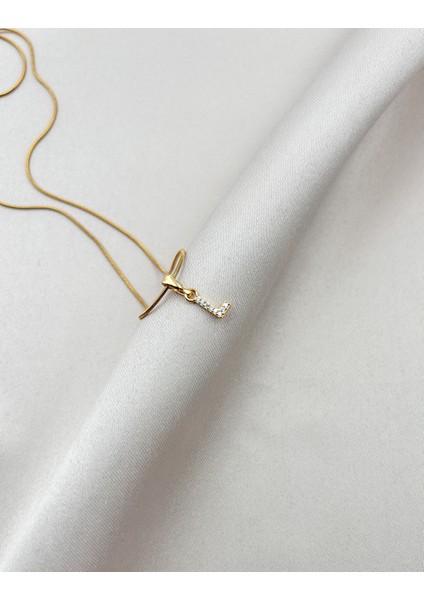 Fıora Çelik Zirkon Taşlı Harf Kolye Sade Şık Gold Ayarlanabilir Zincir Tüm Alfabe