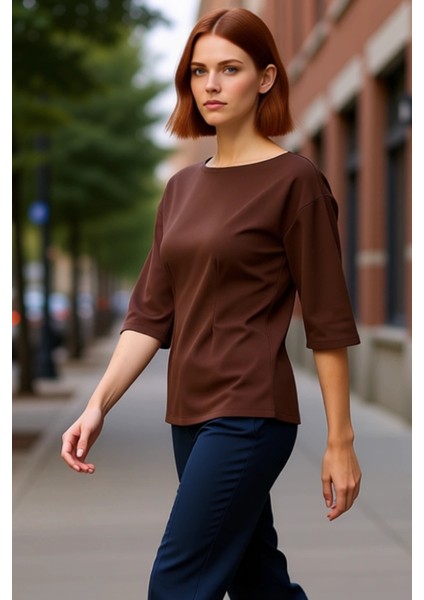 Kadın Fitted Interlok Bluz Truvakar Kol ve Peplum Detaylı Günlük Şıklık Kaliteli Şık Rahat modelleri