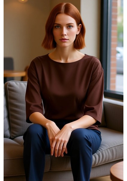 Kadın Fitted Interlok Bluz Truvakar Kol ve Peplum Detaylı Günlük Şıklık Kaliteli Şık Rahat fırsatları