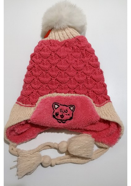 Kız Çocuk Kulak Korumalı Kedi Figürlü Içi Polar Ponponlu Örgü Bere 1-4 Yaş fiyatları