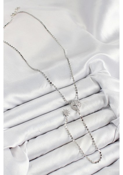 Bfs Pirinç Zirkon Taşlı Ezme Zincirli Madalyon Model Gümüş Renk Y Kolye fiyatları