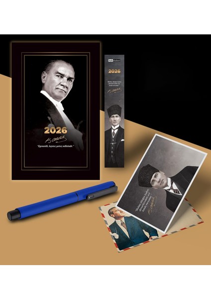 Gazi Paşa Atatürk Ajandası Ayraç Kartpostal - Lacivert