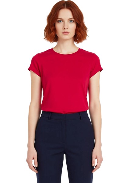 Kadın Esnek Örme Bisiklet Yaka Bluz Günlük Şıklık ve Maksimum Konfor Kaliteli Şık Rahat Modern