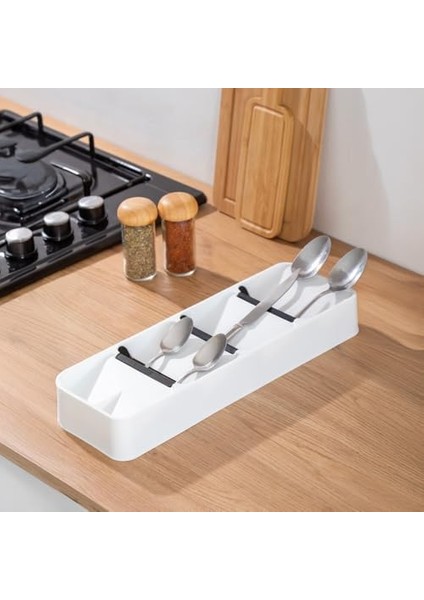 Kaşıklık, Çekmece Içi Çatal Bıçak Kaşık Düzenleyici Çekmece Içi Organizer (39CM*13CM*5.5CM) Siyah ve Beyaz Renk Seçenekleri (Beyaz) modelleri