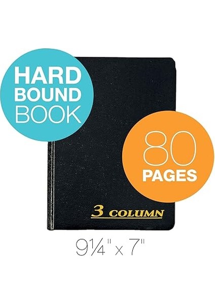 Hesap Defteri, 17,78 x 23,50 Cm, Siyah, 3 Sütun, 80 Sayfa (ARB8003M) fiyatları